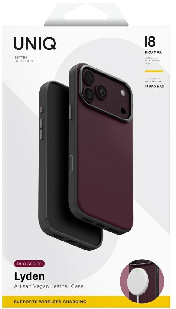 Dėklas UNIQ Lyden DS, skirtas iPhone 18 Pro Max / 17 Pro Max, Magclick įkrovimas, bordo spalvos