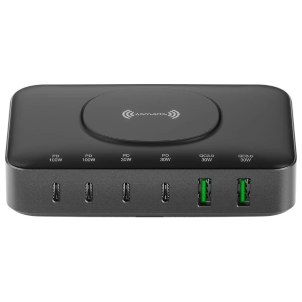 4smarts Įkrovimo stotelė 7in1 100W su belaidžiu įkrovimu juodos ir pilkos spalvos 540571 aprašymas - Prekės nuotrauka 4smarts Įkrovimo stotelė 7in1 100W su belaidžiu įkrovimu juodos ir pilkos spalvos 540571 aprašymas - Prekės nuotrauka