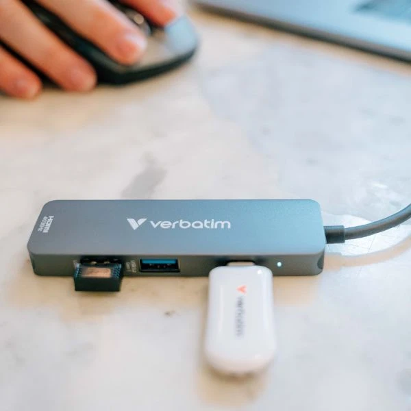USB Hub Verbatim USB-C/HDMI/USB-A 3.2/USB-A 2.0 aliuminio korpusas 32155 aprašymas - Prekės nuotrauka