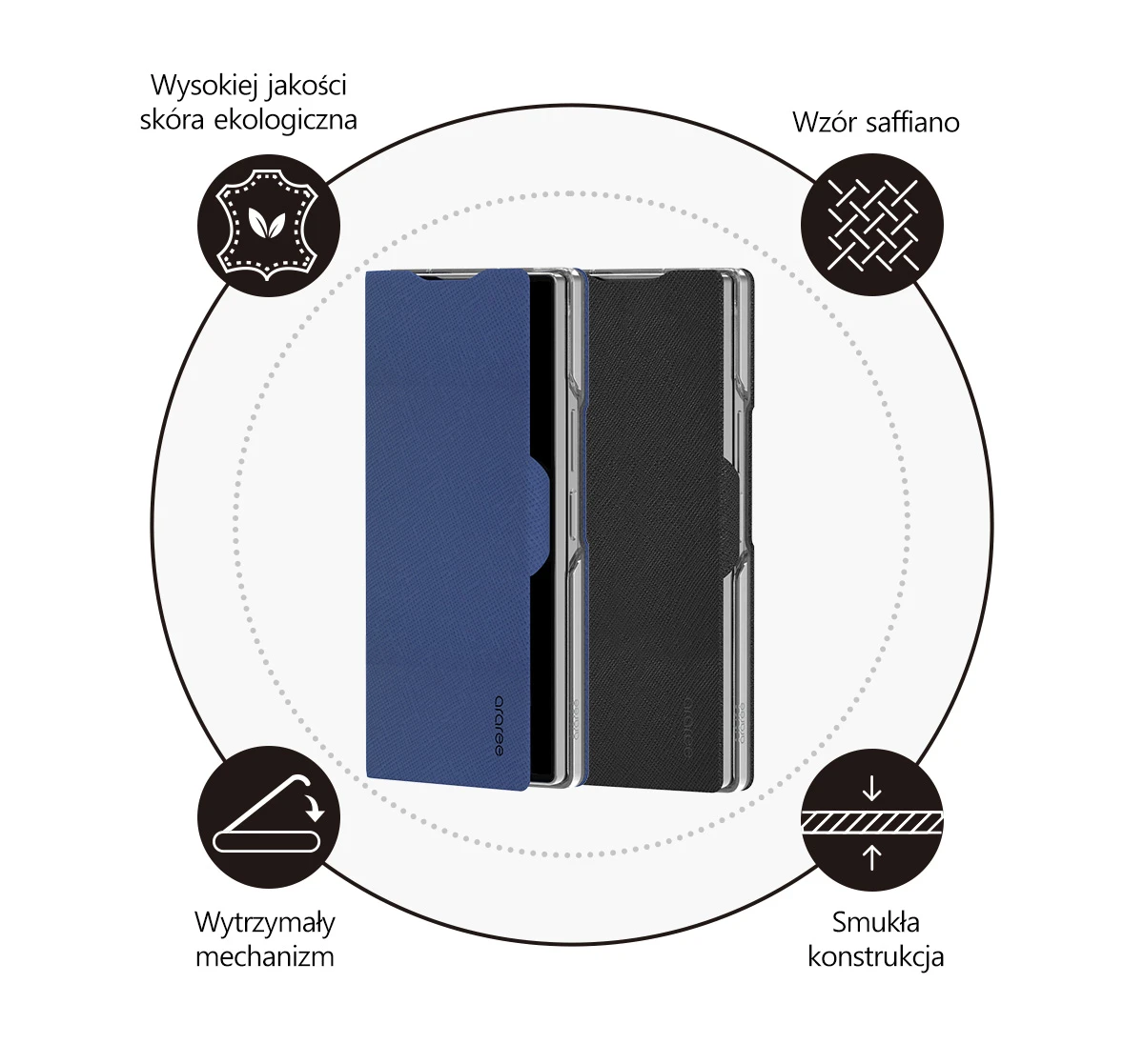 Dėklas Araree case Bonnet Diary Sam Z Fold6 juodas AR10-02033A aprašymas - Prekės nuotrauka