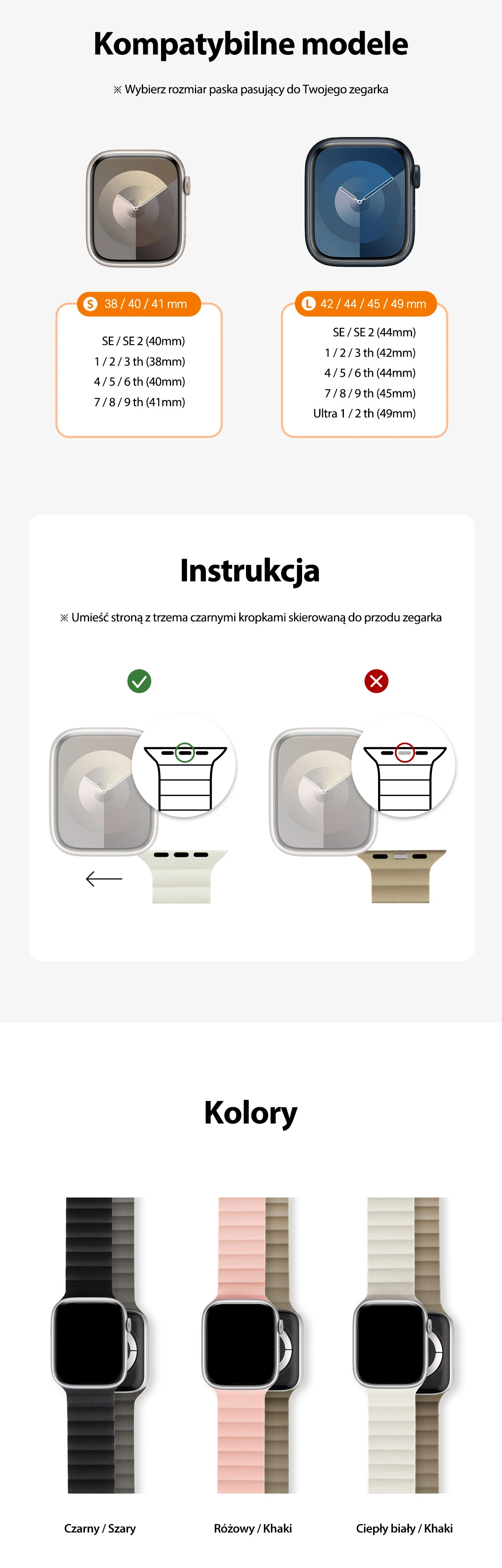 Araree dirželis Silicone Link Apple Watch38/40/41mm rožinė-žalia/pink-khaki AR70-01908B aprašymas - Prekės nuotrauka