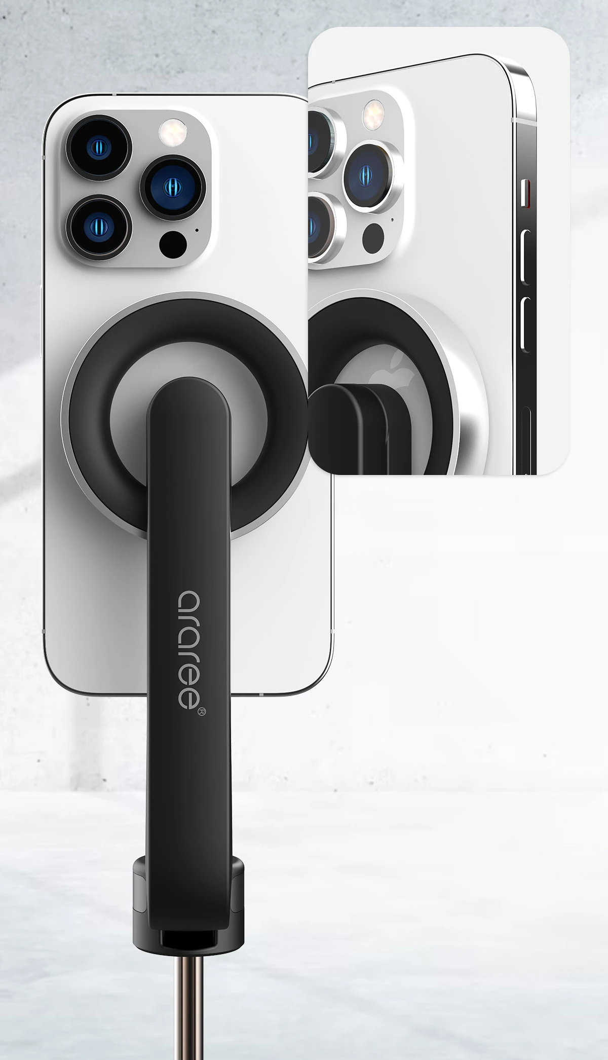 Araree Selfie Stick Bluetooth Magfie Pod juoda/juodas MagSafe Tripod AR60-01727A aprašymas - Prekės nuotrauka