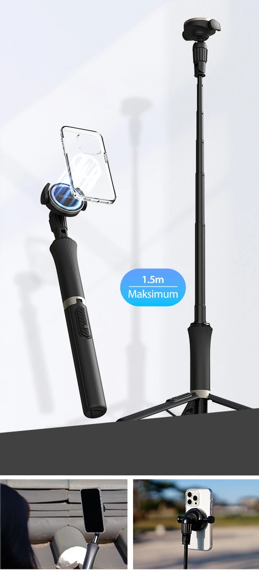 Araree Selfie Stick Bluetooth Magfie PodPro juoda/juodas MagSafe Tripod AR60-01909A aprašymas - Prekės nuotrauka