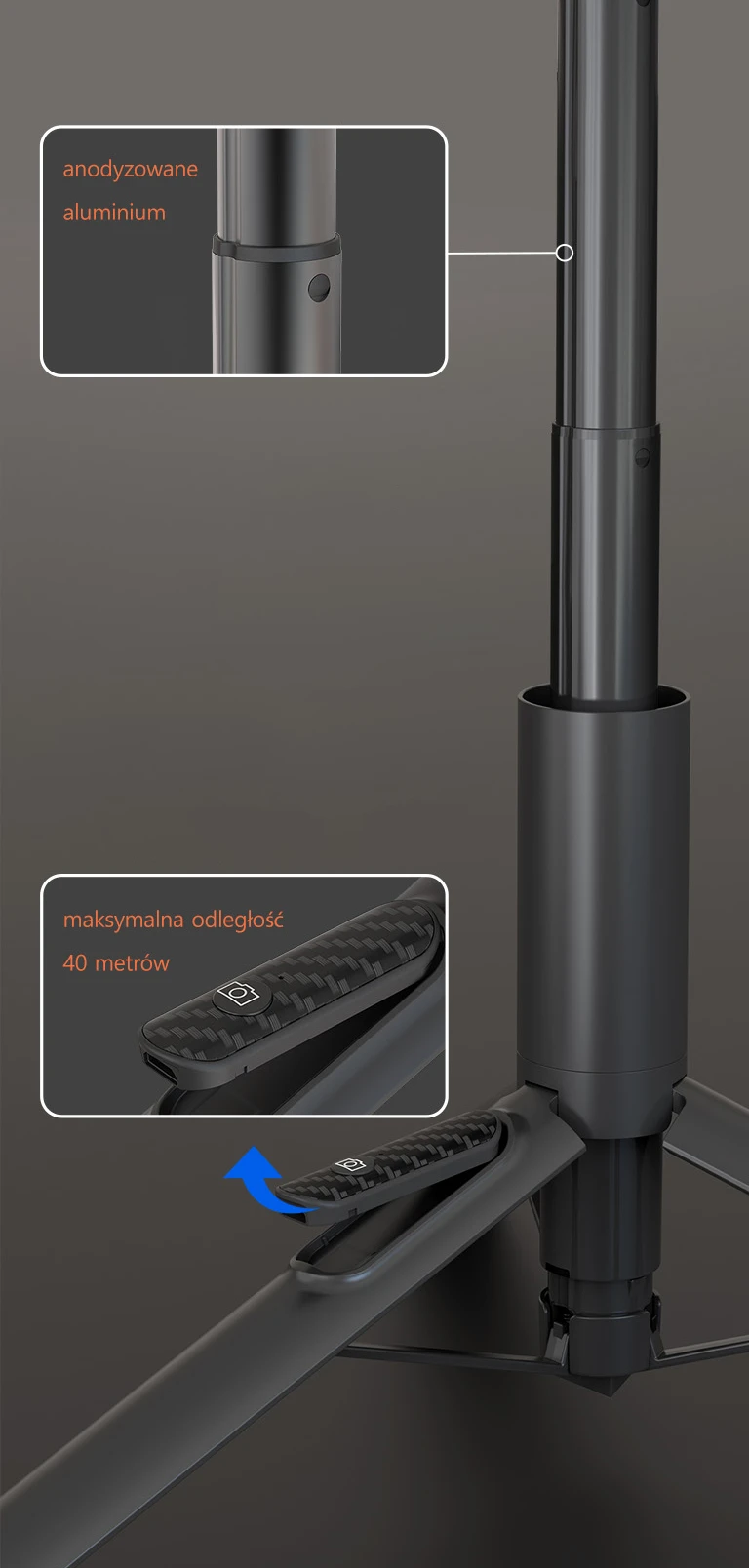Araree Selfie Stick Bluetooth Selfie PodPro juoda/juodas Tripod AR60-01915A aprašymas - Prekės nuotrauka