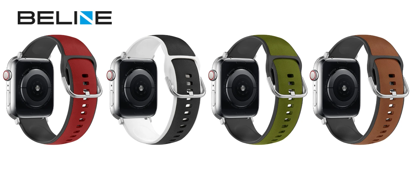 Beline apyrankė Apple Watch Silico Leather 38/40/41mm žalios ir juodos spalvos box aprašymas - Prekės nuotrauka Beline apyrankė Apple Watch Silico Leather 38/40/41mm žalios ir juodos spalvos box aprašymas - Prekės nuotrauka