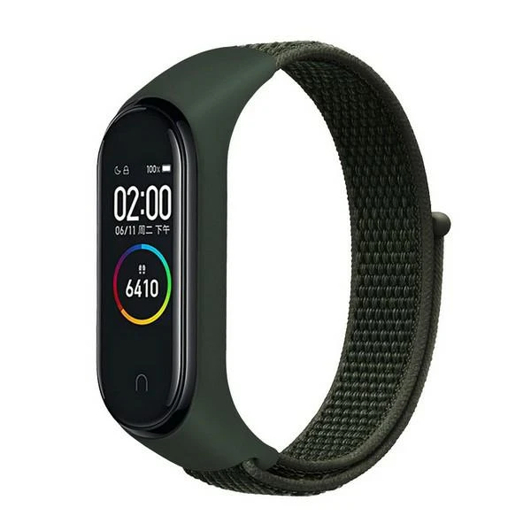 Beline apyrankė Mi Band 7/6/5/4/3 NylonLoop žalios spalvos aprašymas - Prekės nuotrauka