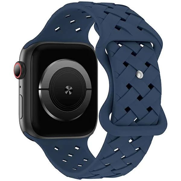 Beline apyrankė Apple Watch silikoninė Woven 42/44/45/49mm mėlynos spalvos box aprašymas - Prekės nuotrauka