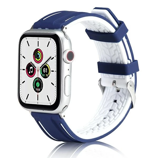 Beline apyrankė Apple Watch Solid silikoninė 38/40/41mm mėlynos ir baltos spalvos aprašymas - Prekės nuotrauka