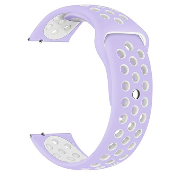 Beline apyrankė Watch 22mm Sport silikoninė violetinės ir baltos spalvos box aprašymas - Prekės nuotrauka