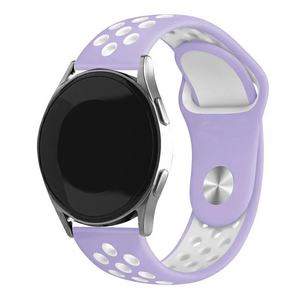 Beline apyrankė Watch 22mm Sport silikoninė violetinės ir baltos spalvos box aprašymas - Prekės nuotrauka