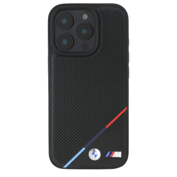 BMW M Perforated Tricolor Line MagSafe Apple iPhone 16 Case - dėklas telefonui juodos spalvos aprašymas - Prekės nuotrauka BMW M Perforated Tricolor Line MagSafe Apple iPhone 16 Case - dėklas telefonui juodos spalvos aprašymas - Prekės nuotrauka