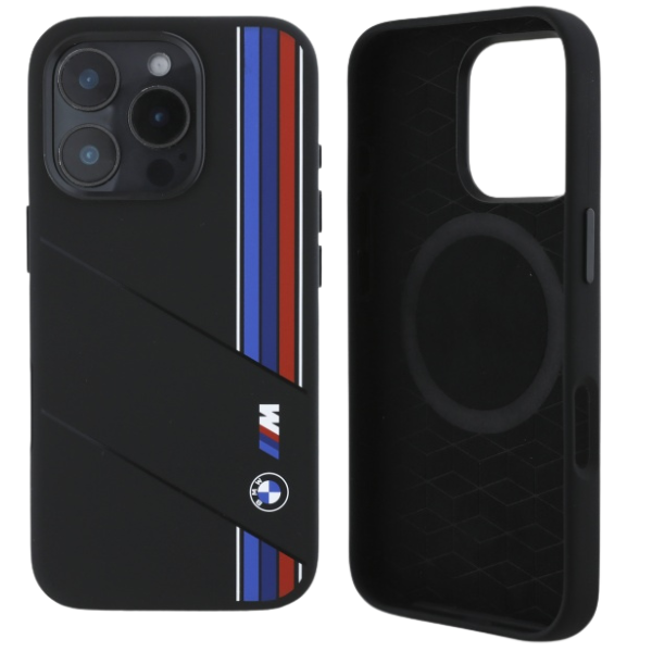 BMW BMHMP16X23SCUK Apple iPhone 16 Pro Max 6.9″ juodos spalvos kietas dėklas Silicone Cut Tricolor Lines MagSafe aprašymas - Prekės nuotrauka BMW BMHMP16X23SCUK Apple iPhone 16 Pro Max 6.9″ juodos spalvos kietas dėklas Silicone Cut Tricolor Lines MagSafe aprašymas - Prekės nuotrauka