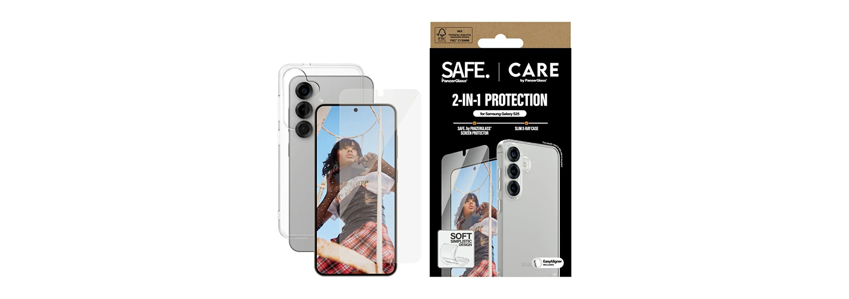 Panzer Glass Apsauginis rinkinys CARE by PanzerGlass Fashion 2in1 Dėklas+Ekrano apsauga Samsung Galaxy S25 aprašymas - Prekės nuotrauka