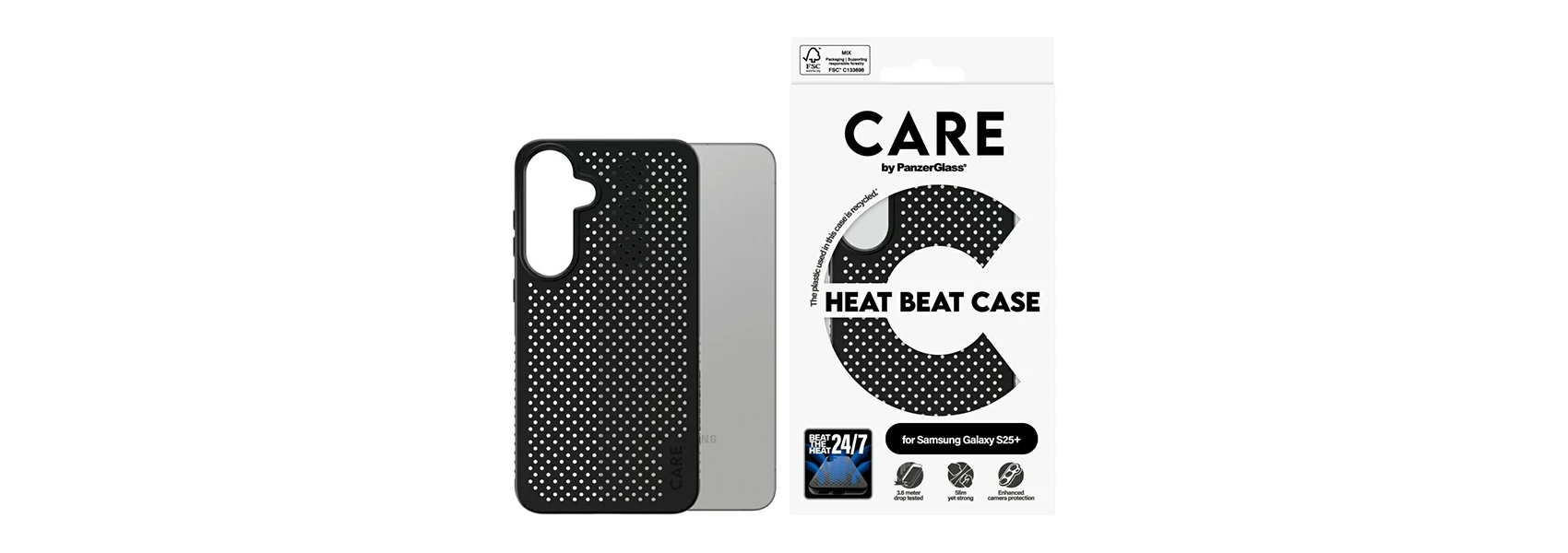 Dėklas Panzer Glass CARE by PanzerGlass Feature Heat Beat Samsung Galaxy S25 Plus juodos spalvos aprašymas - Prekės nuotrauka