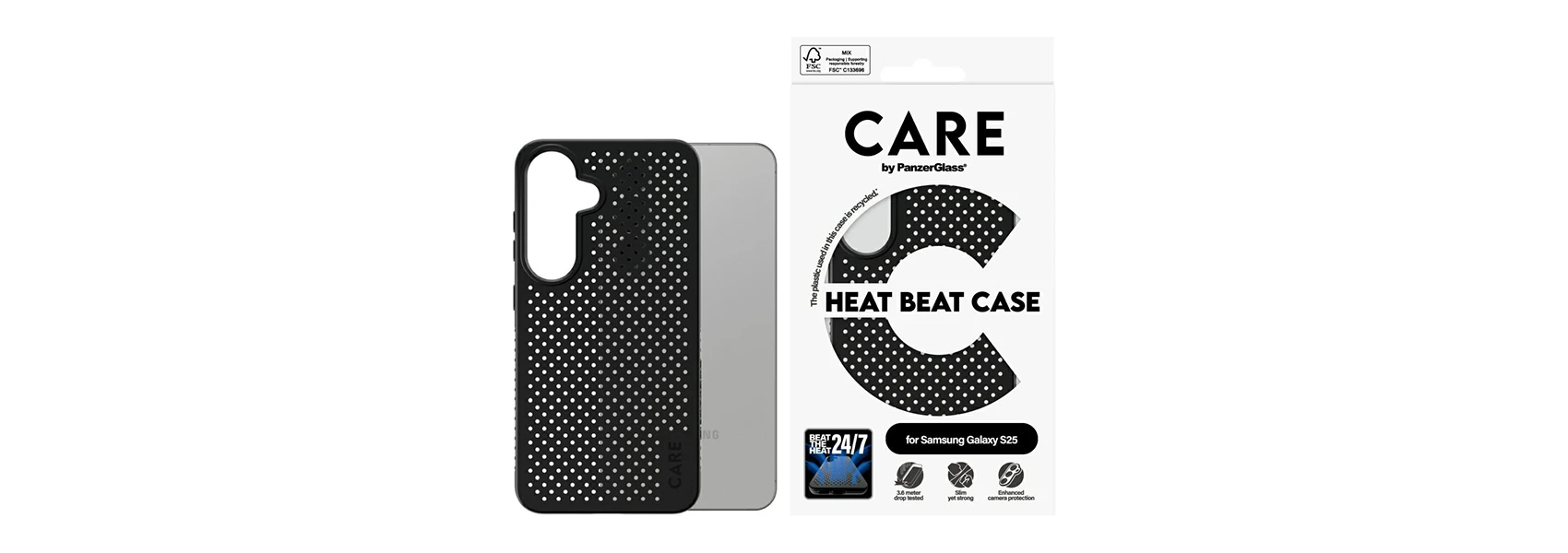 Dėklas Panzer Glass CARE by PanzerGlass Feature Heat Beat Samsung Galaxy S25 juodos spalvos aprašymas - Prekės nuotrauka