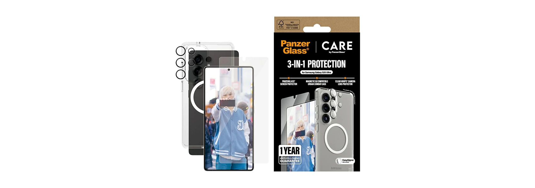 Panzer Glass Apsauginis rinkinys CARE by PanzerGlass Flagship 3in1 Dėklas+Ekrano apsauga+Kameros apsauga Samsung Galaxy S25 Ultra aprašymas - Prekės nuotrauka Panzer Glass Apsauginis rinkinys CARE by PanzerGlass Flagship 3in1 Dėklas+Ekrano apsauga+Kameros apsauga Samsung Galaxy S25 Ultra aprašymas - Prekės nuotrauka
