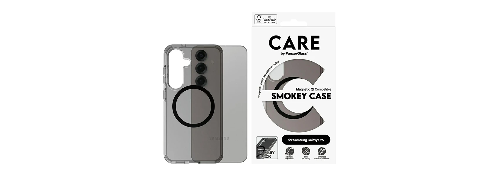 Panzer Glass CARE by PanzerGlass Flagship Urban Combat Juodas QI Samsung Galaxy S25 dymny aprašymas - Prekės nuotrauka Panzer Glass CARE by PanzerGlass Flagship Urban Combat Juodas QI Samsung Galaxy S25 dymny aprašymas - Prekės nuotrauka