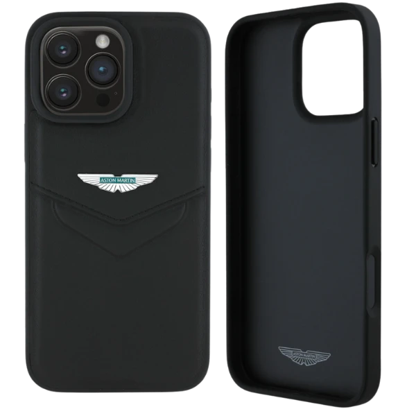 Dėklas Aston Martin HC Leather Victory Design Apple iPhone 16 Pro Max juodos spalvos aprašymas - Prekės nuotrauka