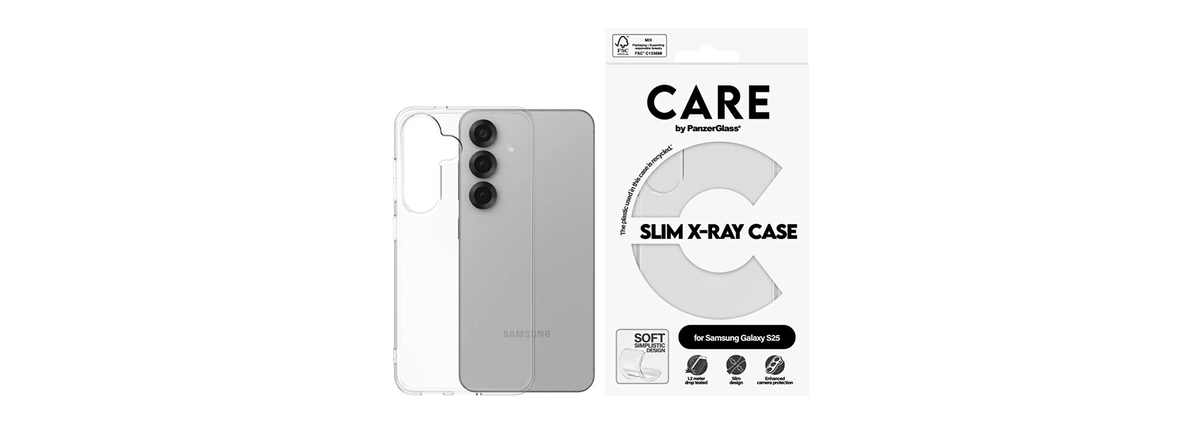 Panzer Glass CARE iš PanzerGlass Fashion X-Ray Samsung Galaxy S25 skaidrus aprašymas - Prekės nuotrauka