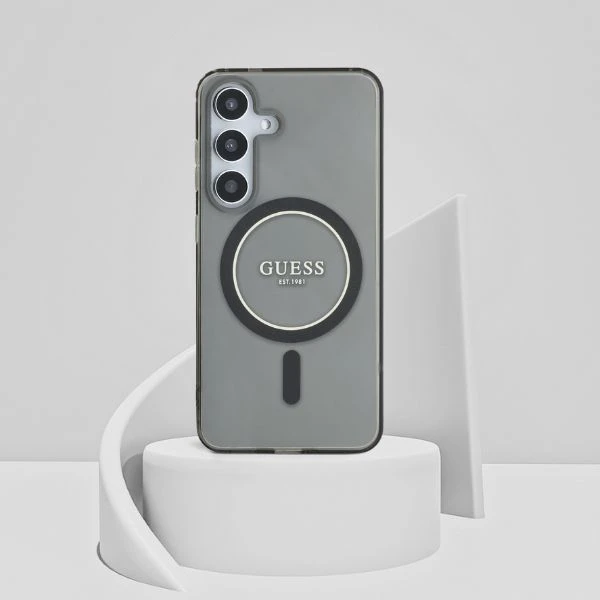Guess Glitter Circle Classic Logo MagSafe Samsung Galaxy S25 dėklas telefonui juodos spalvos aprašymas - Prekės nuotrauka Guess Glitter Circle Classic Logo MagSafe Samsung Galaxy S25 dėklas telefonui juodos spalvos aprašymas - Prekės nuotrauka