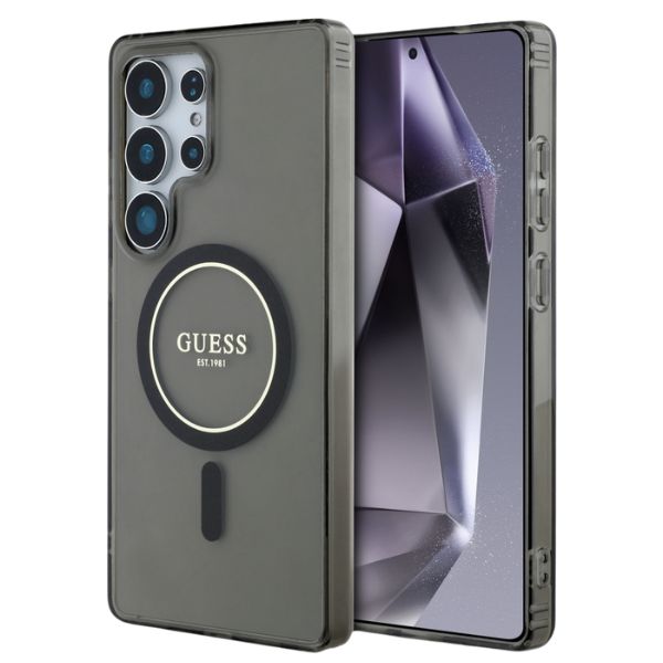 Dėklas Guess Glitter Circle Classic Logo MagSafe Samsung Galaxy S25 Ultra juodos spalvos aprašymas - Prekės nuotrauka Dėklas Guess Glitter Circle Classic Logo MagSafe Samsung Galaxy S25 Ultra juodos spalvos aprašymas - Prekės nuotrauka