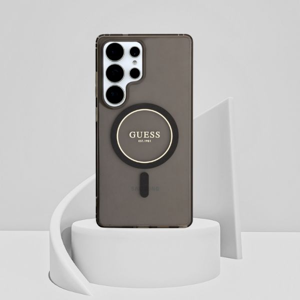 Dėklas Guess Glitter Circle Classic Logo MagSafe Samsung Galaxy S25 Ultra juodos spalvos aprašymas - Prekės nuotrauka Dėklas Guess Glitter Circle Classic Logo MagSafe Samsung Galaxy S25 Ultra juodos spalvos aprašymas - Prekės nuotrauka