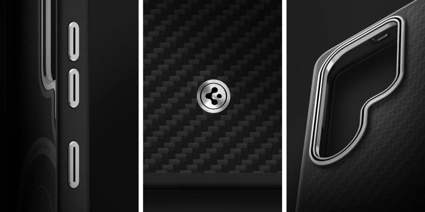 Spigen FPS938PGABW Enzo Aramid dėklas Samsung Galaxy S25 Ultra, juodas sidabras aprašymas - Prekės nuotrauka
