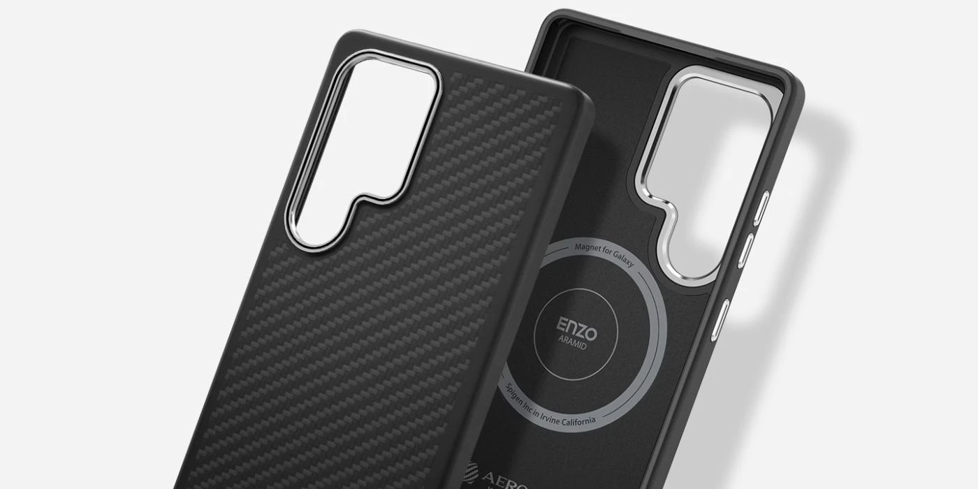 Spigen FPS938PGABW Enzo Aramid dėklas Samsung Galaxy S25 Ultra, juodas sidabras aprašymas - Prekės nuotrauka