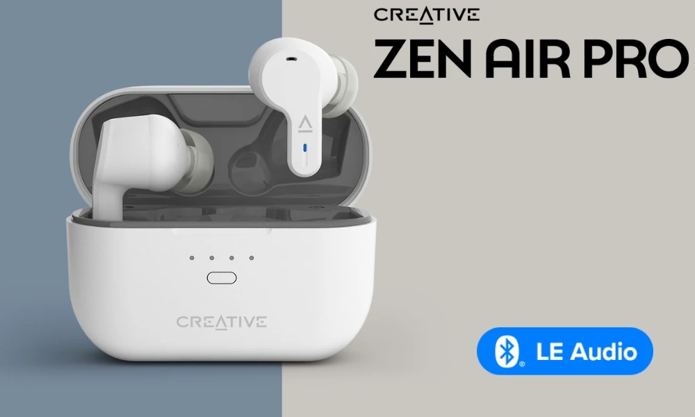 Creative ausinės belaidės Zen Air Pro juodos spalvos Bluetooth LE Audio ANC aprašymas - Prekės nuotrauka