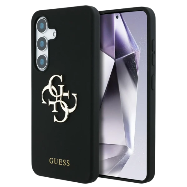 Dėklas Guess Silicone Big 4G Logo Bottom Script Samsung Galaxy S25 juodos spalvos aprašymas - Prekės nuotrauka