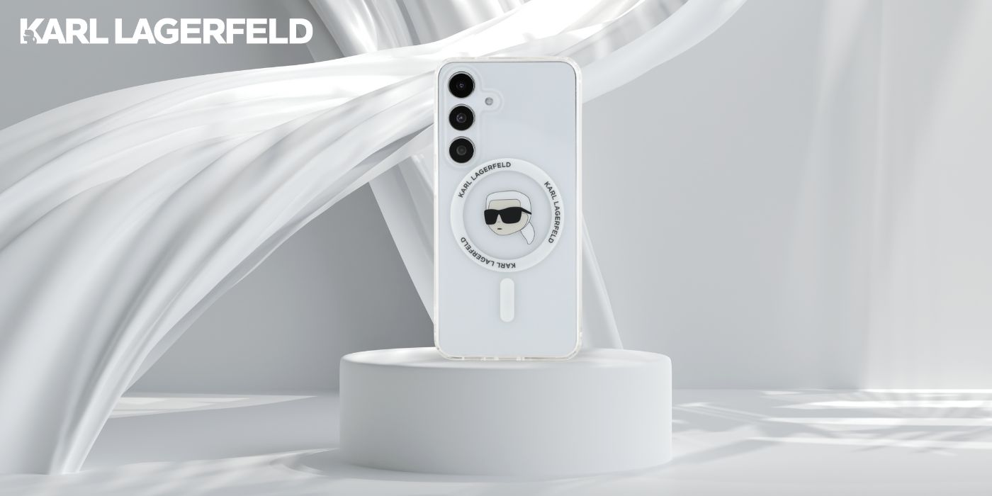Karl Lagerfeld Button Karl Head Printed Logo MagSafe Samsung Galaxy S25 dėklas telefonui baltos spalvos aprašymas - Prekės nuotrauka