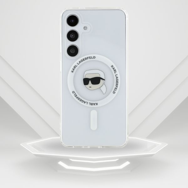 Karl Lagerfeld Button Karl Head Printed Logo MagSafe Samsung Galaxy S25 dėklas telefonui baltos spalvos aprašymas - Prekės nuotrauka