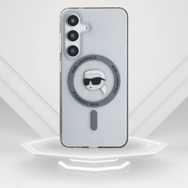 Karl Lagerfeld Button Karl Head Printed Logo MagSafe Samsung Galaxy S25 dėklas telefonui juodos spalvos aprašymas - Prekės nuotrauka