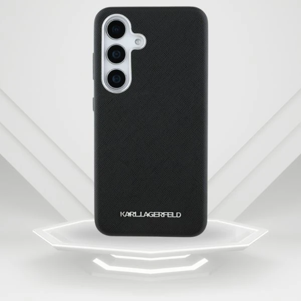 Karl Lagerfeld Saffiano Full Wrapped Elongated Metal Logo MagSafe Samsung Galaxy S25 dėklas telefonui juodos spalvos aprašymas - Prekės nuotrauka Karl Lagerfeld Saffiano Full Wrapped Elongated Metal Logo MagSafe Samsung Galaxy S25 dėklas telefonui juodos spalvos aprašymas - Prekės nuotrauka