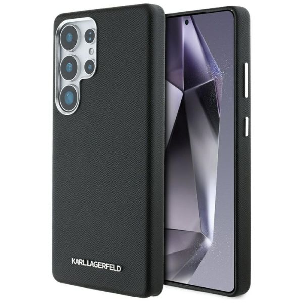 Karl Lagerfeld Saffiano Full Wrapped Elongated Metal Logo MagSafe Samsung Galaxy S25 Ultra dėklas telefonui juodos spalvos aprašymas - Prekės nuotrauka