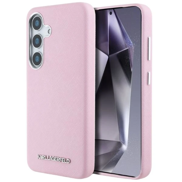 Dėklas Karl Lagerfeld Saffiano Full Wrapped Elongated Metal Logo MagSafe Samsung Galaxy S25 Plus dėkals telefonui rožinės spalvos aprašymas - Prekės nuotrauka