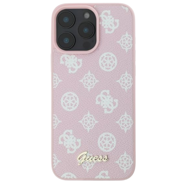 Guess GUHMP16LPGPYSP Apple iPhone 16 Pro 6.3″ rožinės spalvos kietas dėklas Peony Script Logo MagSafe aprašymas - Prekės nuotrauka