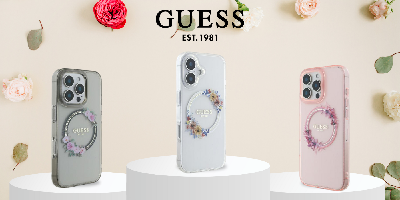 Guess GUHMP16MHFWFCT Apple iPhone 16 Plus 6.7″ skaidrus kietas dėklas IML Flowers Wreath MagSaf aprašymas - Prekės nuotrauka Guess GUHMP16MHFWFCT Apple iPhone 16 Plus 6.7″ skaidrus kietas dėklas IML Flowers Wreath MagSaf aprašymas - Prekės nuotrauka