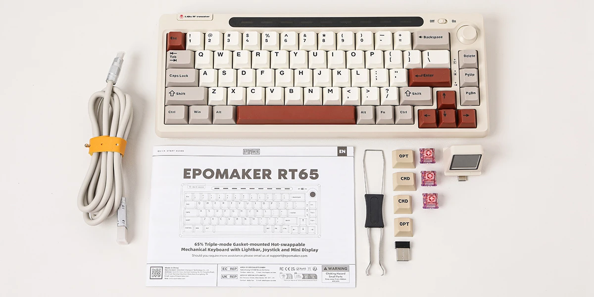Epomaker RT65 Flamingo Switch mechaninė klaviatūra pilkai balta aprašymas - Prekės nuotrauka