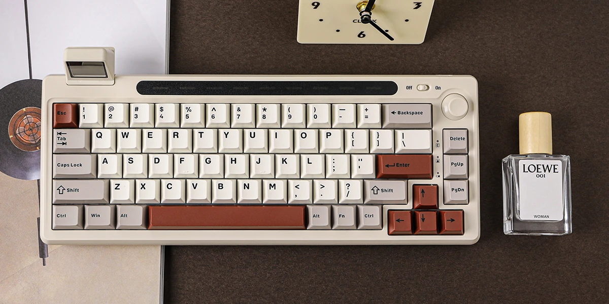 Epomaker RT65 Flamingo Switch mechaninė klaviatūra pilkai balta aprašymas - Prekės nuotrauka