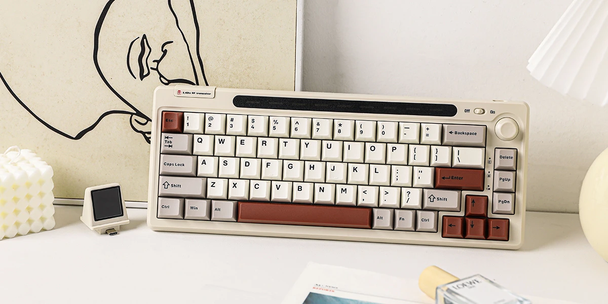 Epomaker RT65 Flamingo Switch mechaninė klaviatūra pilkai balta aprašymas - Prekės nuotrauka