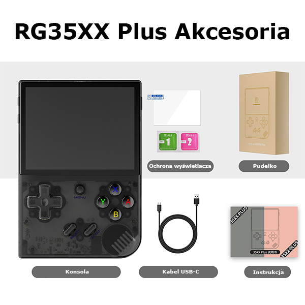 Žaisimų konsolė Anbernic RG35XX Plus skaidriai juodos spalvos aprašymas - Prekės nuotrauka Žaisimų konsolė Anbernic RG35XX Plus skaidriai juodos spalvos aprašymas - Prekės nuotrauka