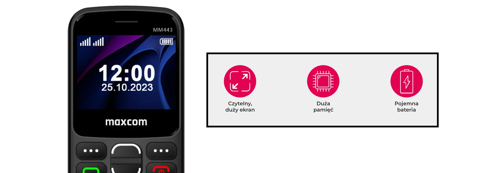 Maxcom Comfort MM443 įkrovimo stotelė aprašymas - Prekės nuotrauka