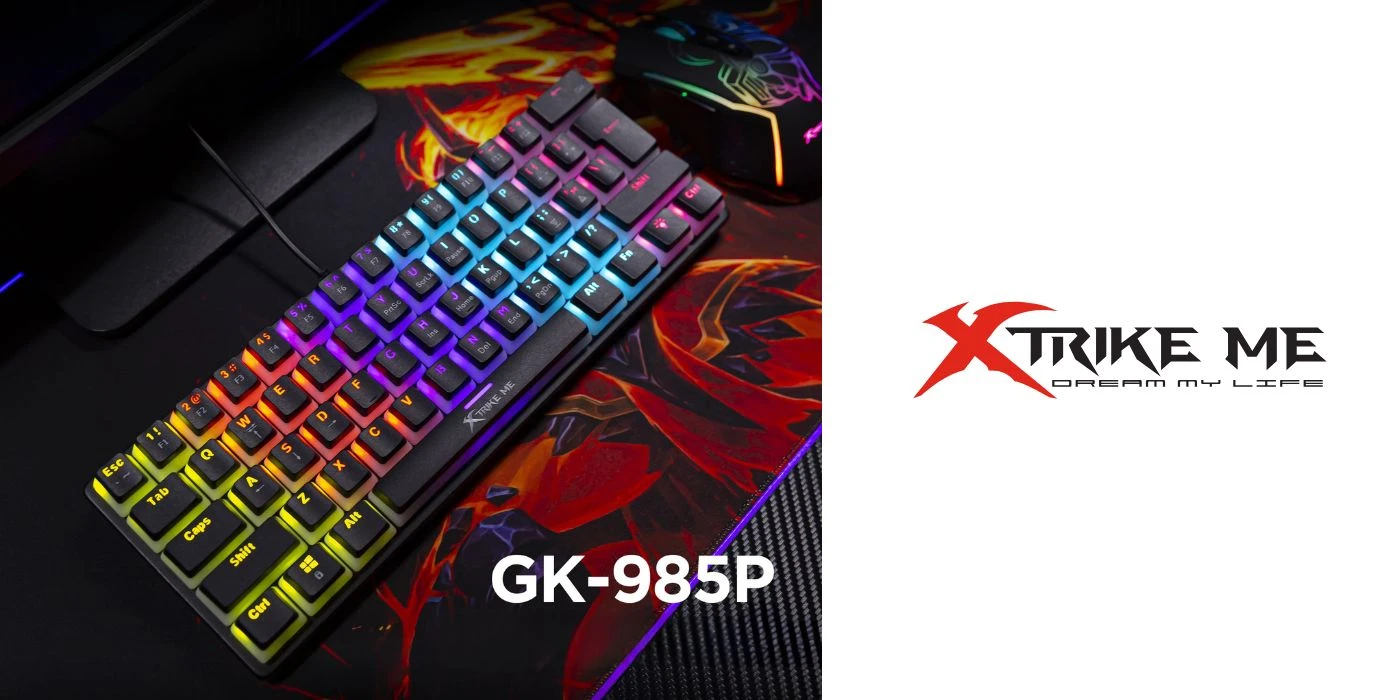 Mechaniczna klaviatūra žaidimams XTRIKE ME GK-985P EN juoda aprašymas - Prekės nuotrauka