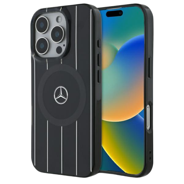 Mercedes MEHMP16S23HRSK Apple iPhone 16 6.1″ juodos spalvos kietas dėklas MB Double Layer Crossed Lines MagSafe aprašymas - Prekės nuotrauka Mercedes MEHMP16S23HRSK Apple iPhone 16 6.1″ juodos spalvos kietas dėklas MB Double Layer Crossed Lines MagSafe aprašymas - Prekės nuotrauka
