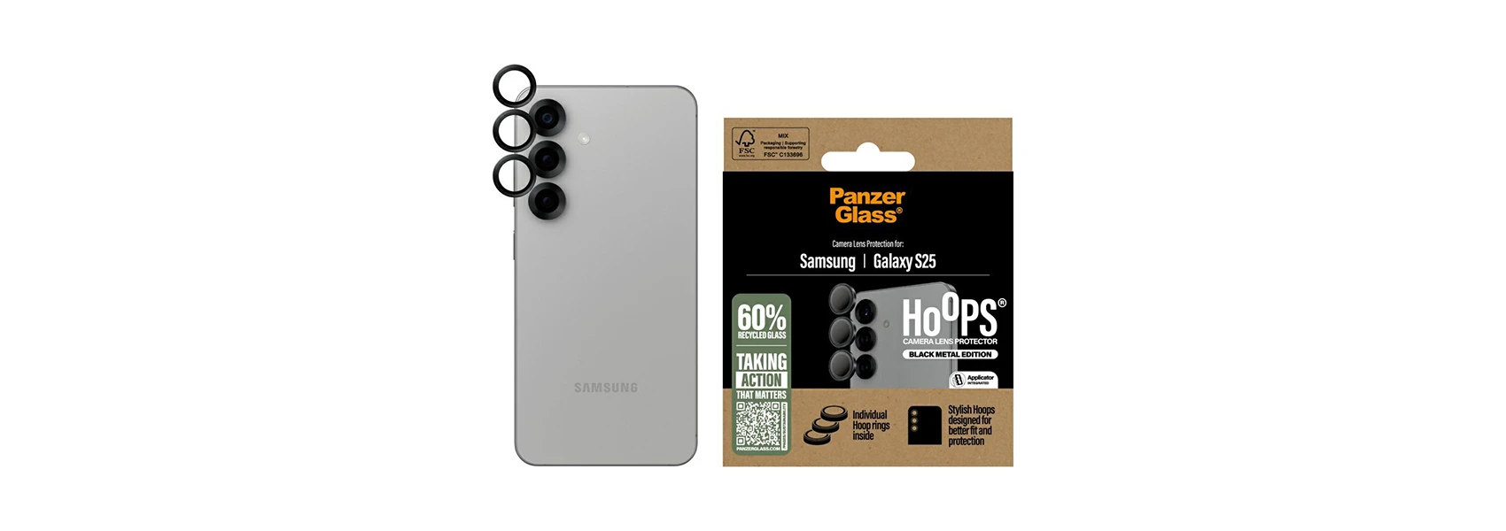 Panzer Glass Ekrano apsauga kamerai PanzerGlass Hoops Lens Protector Samsung Galaxy S25 juodos spalvos aprašymas - Prekės nuotrauka
