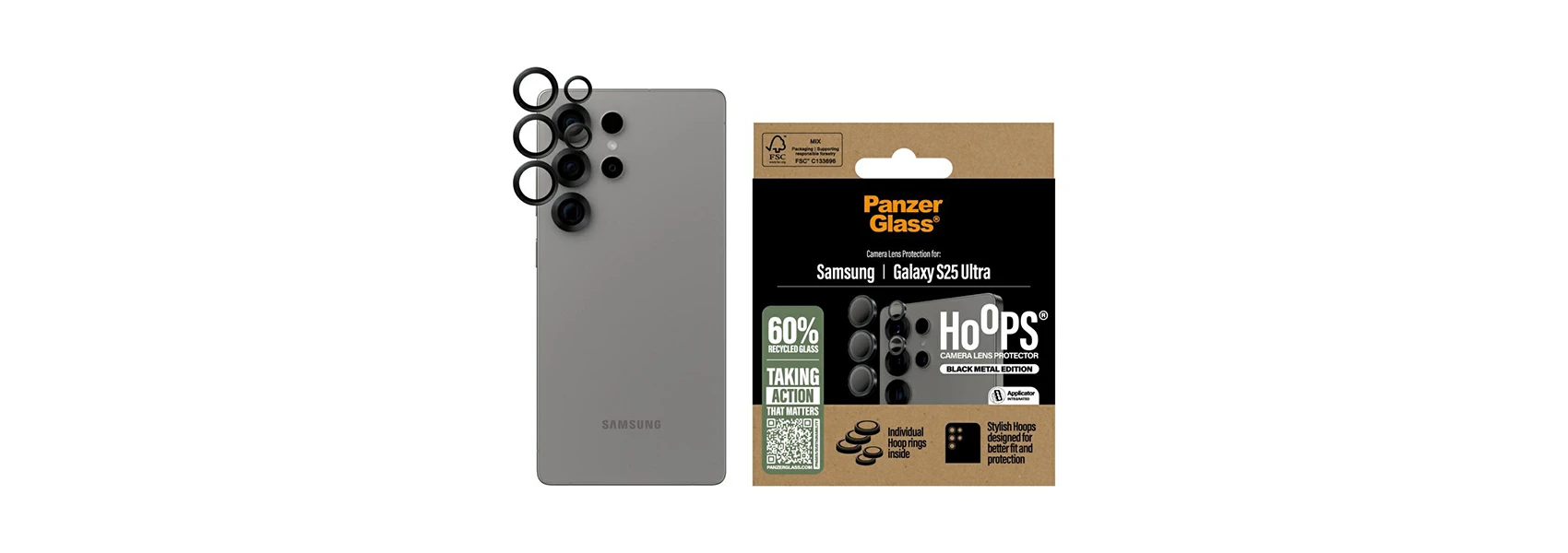 Panzer Glass Ekrano apsauga kamerai PanzerGlass Hoops Lens Protector Samsung Galaxy S25 Ultra juodos spalvos aprašymas - Prekės nuotrauka
