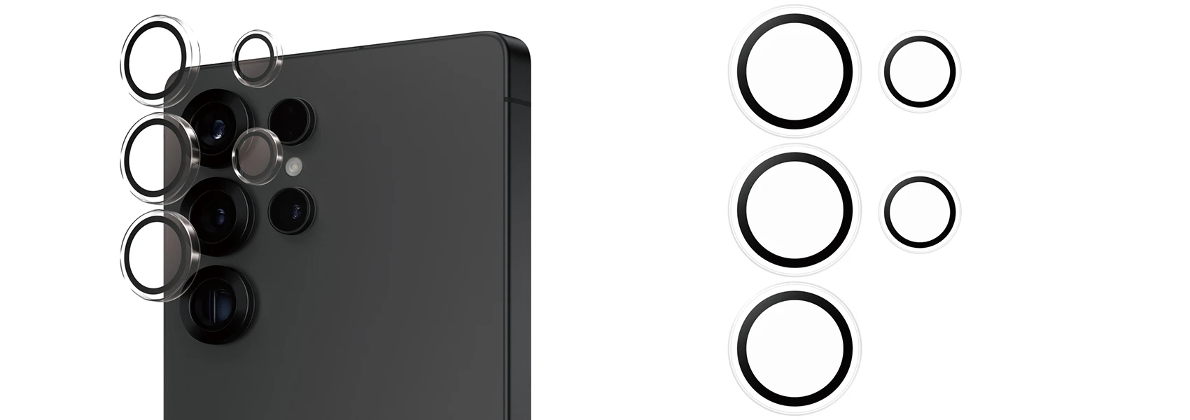 Panzer Glass PanzerGlass Hoops objektyvo apsauga Samsung Galaxy S25 Ultra, skaidrus aprašymas - Prekės nuotrauka