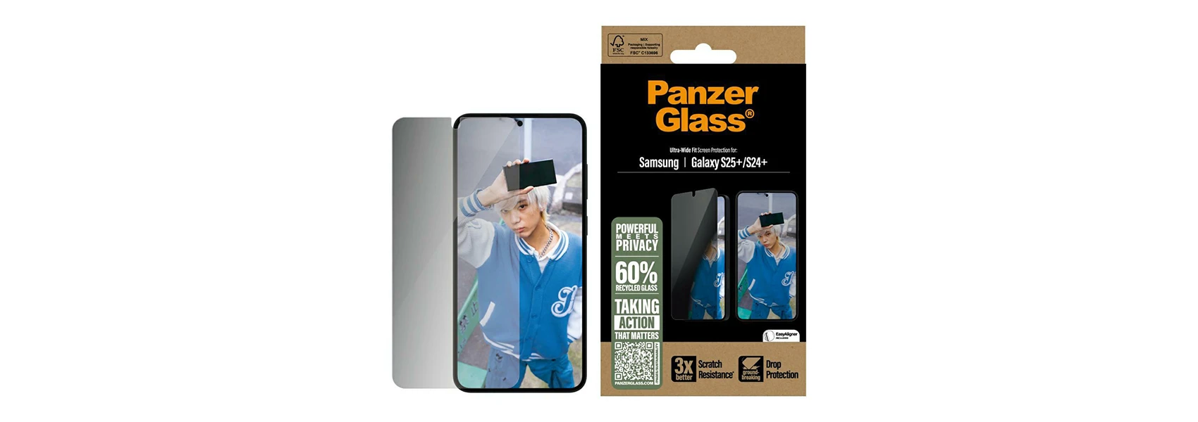 Panzer Glass Stiklas su privatumo apsauga PanzerGlass Ultra-Wide Fit Samsung Galaxy S25 Plus aprašymas - Prekės nuotrauka