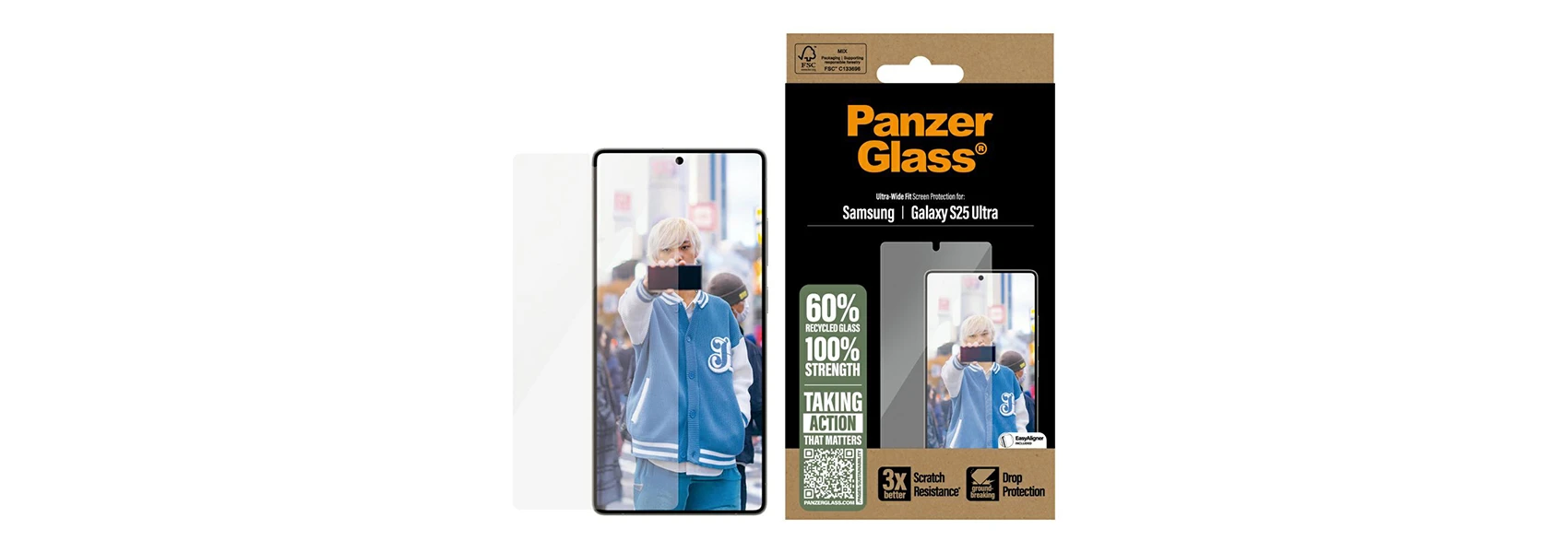 Panzer Glass „PanzerGlass“ ekrano apsauga „Samsung Galaxy S25 Ultra“ itin plataus kampo, permatoma aprašymas - Prekės nuotrauka